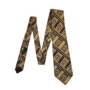 Colosseo di Roma Mens NeckTie Gold Black Hand Made In Italy 1970s